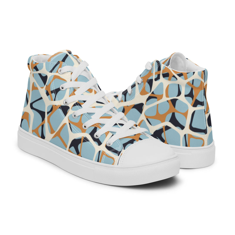 Mosaic Blue High Top #16 - Top Down View | HA!LO Canvas Sneakers