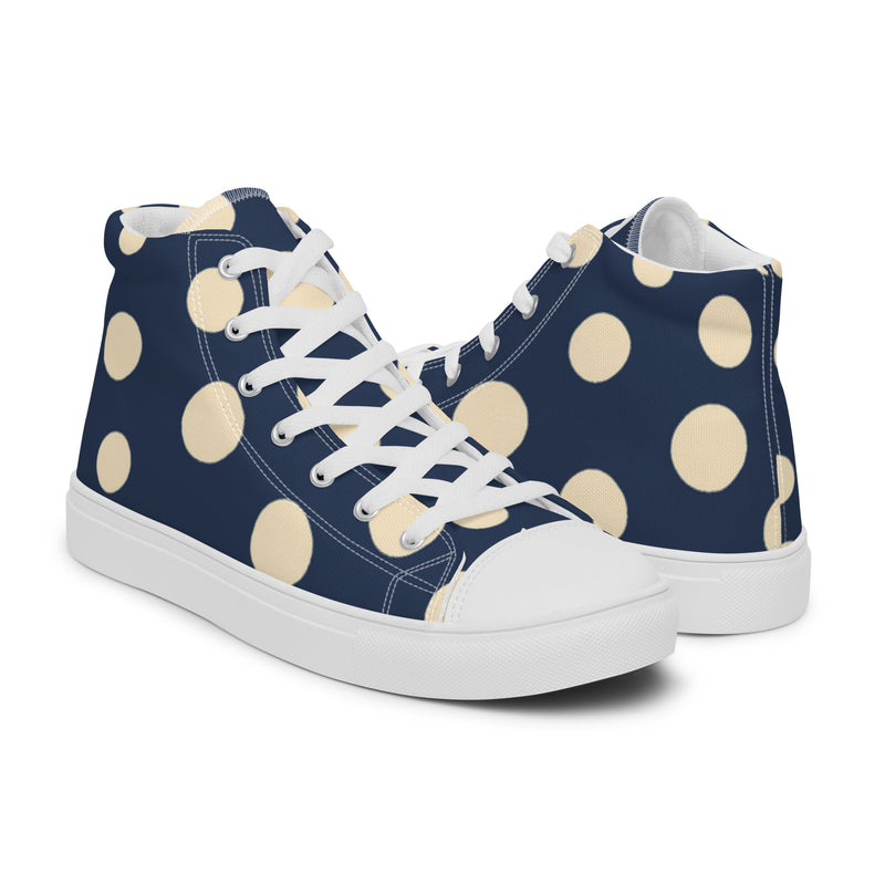 Navy Gold Dot High Top #19 - Top Down View | HA!LO Canvas Sneakers