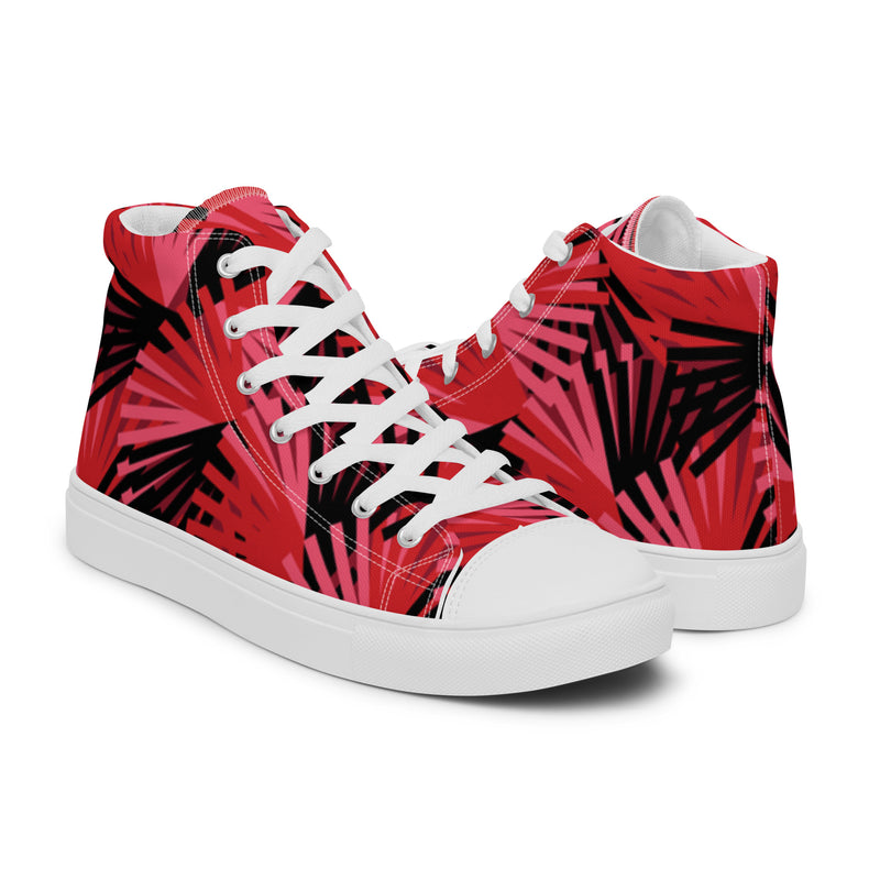 Red Palm High Top #20 - Top Down View | HA!LO Canvas Sneakers