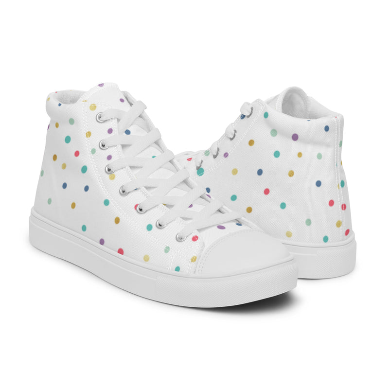 Rainbow Dot High Top #27 - Top Down View | HA!LO Canvas Sneakers