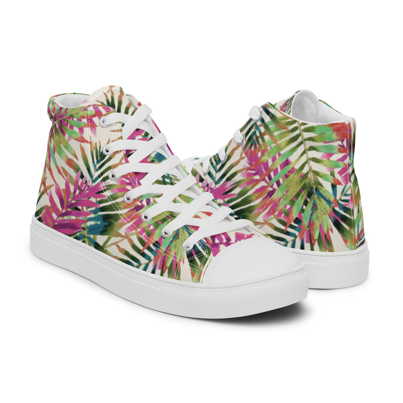 Tropical Leaf High Top #31 - Top Down View | HA!LO Canvas Sneakers