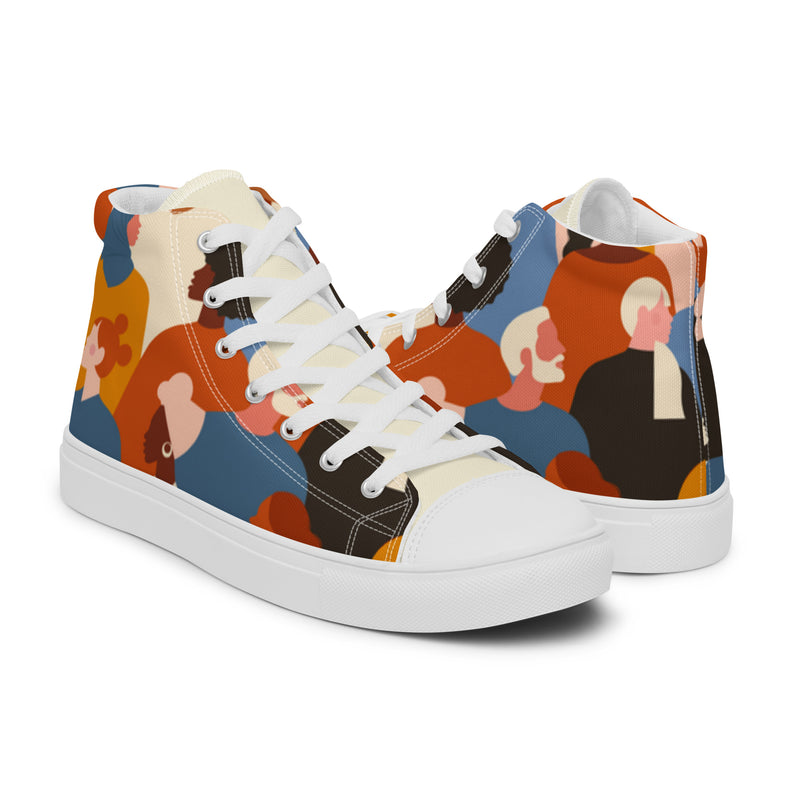 Abstract Faces High Top #32 - Top Down View | HA!LO Canvas Sneakers