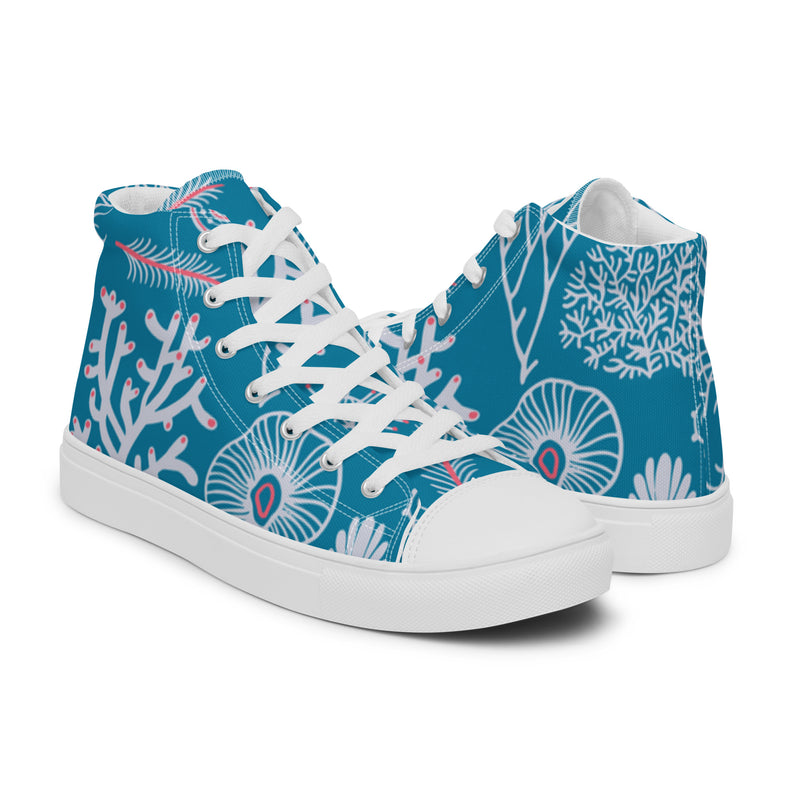Ocean Coral High Top #35 - Top Down View | HA!LO Canvas Sneakers