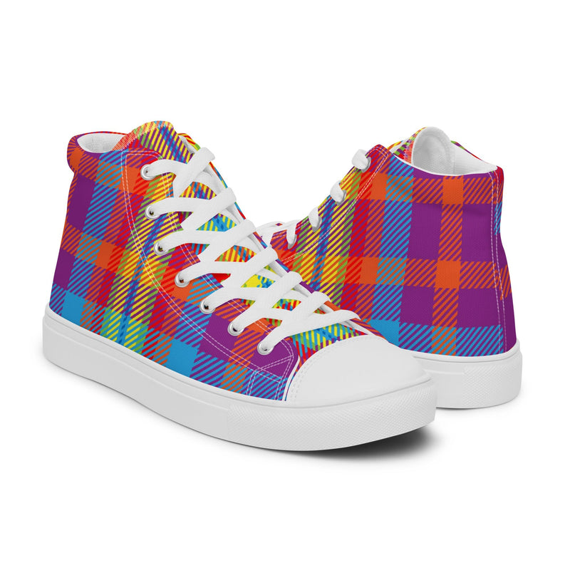 Vivid Plaid High Top #37 - Top Down View | HA!LO Canvas Sneakers