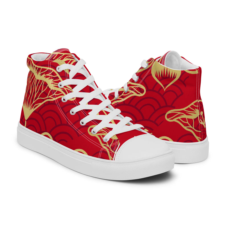 Red Poppy High Top #51 - Top Down View | HA!LO Canvas Sneakers