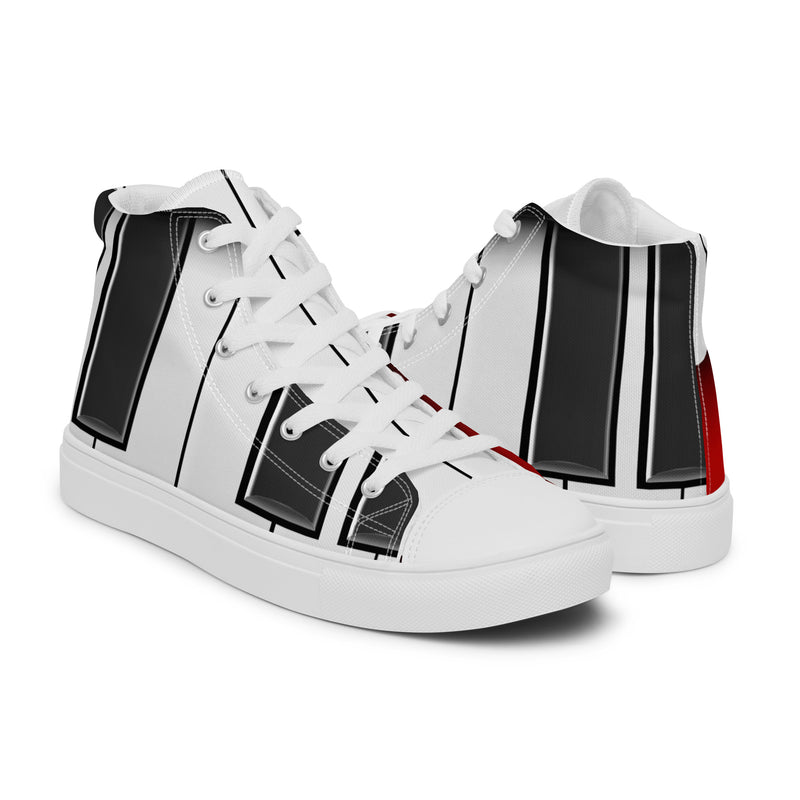 Black Stripe High Top #68 - Top Down View | HA!LO Canvas Sneakers