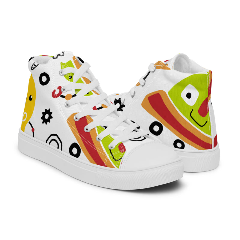 Emoji Doodle High Top #76 - Top Down View | HA!LO Canvas Sneakers