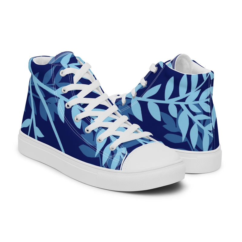 Blue Leaf High Top #84 - Top Down View | HA!LO Canvas Sneakers