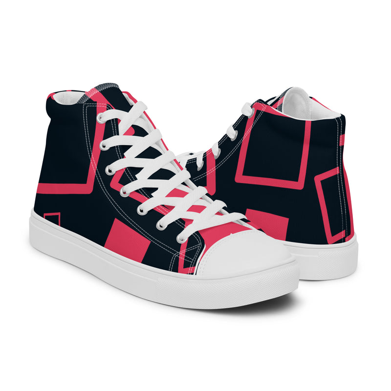 Navy Abstract High Top #88 - Top Down View | HA!LO Canvas Sneakers