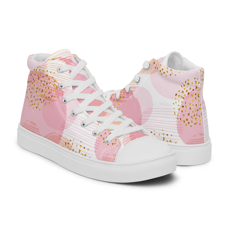 Pink Gold Dot High Top #95 - Top Down View | HA!LO Canvas Sneakers