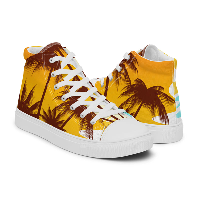 Sunset Palm High Top #97 - Top Down View | HA!LO Canvas Sneakers