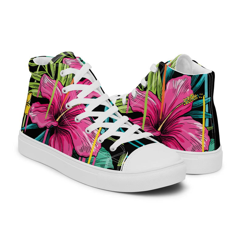 Tropical Bloom High Top #98 - Top Down View | HA!LO Canvas Sneakers