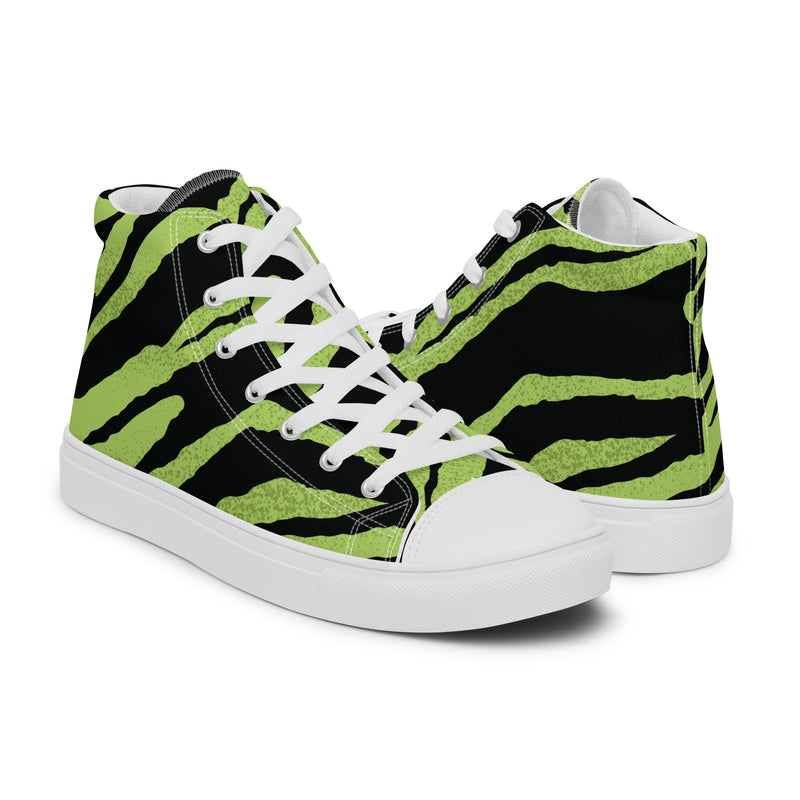 Lime Zebra High Top #100 - Top Down View | HA!LO Canvas Sneakers