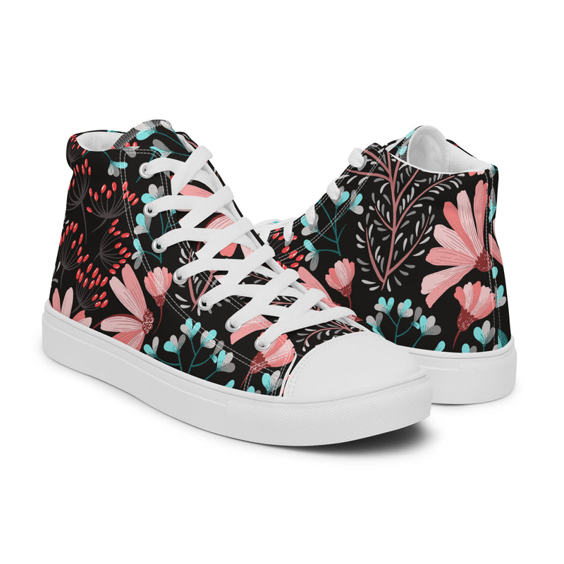Dark Botanical High Top #110 - Top Down View | HA!LO Canvas Sneakers