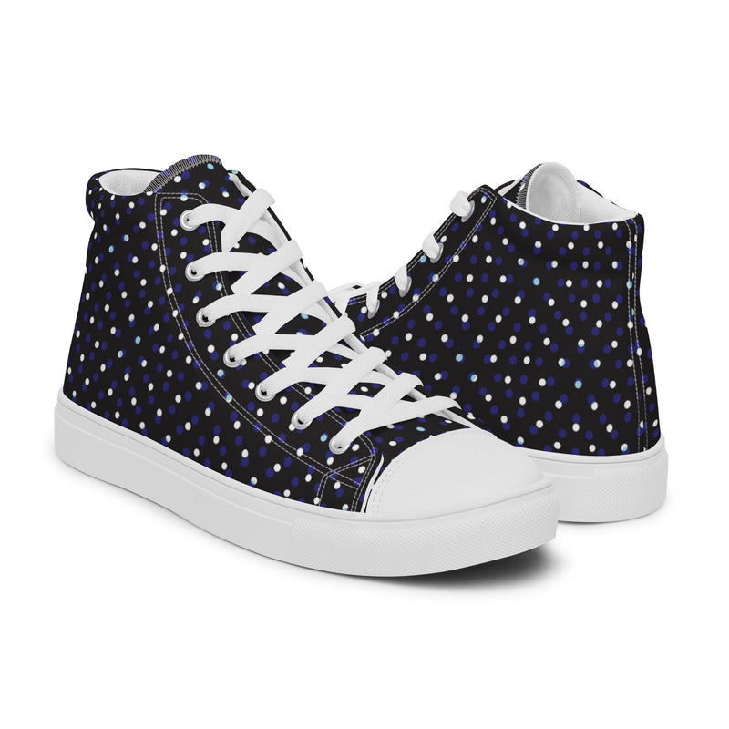Navy Polka Dot High Top #118 - Lifestyle Shot | HA!LO Canvas Sneakers
