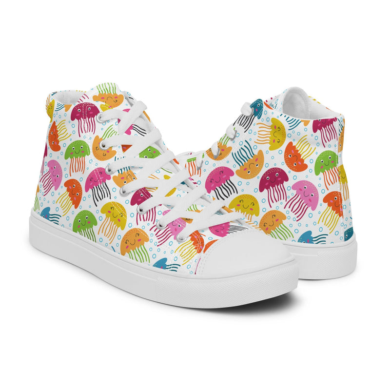Jellyfish Fan High Top #126 - Top Down View | HA!LO Canvas Sneakers