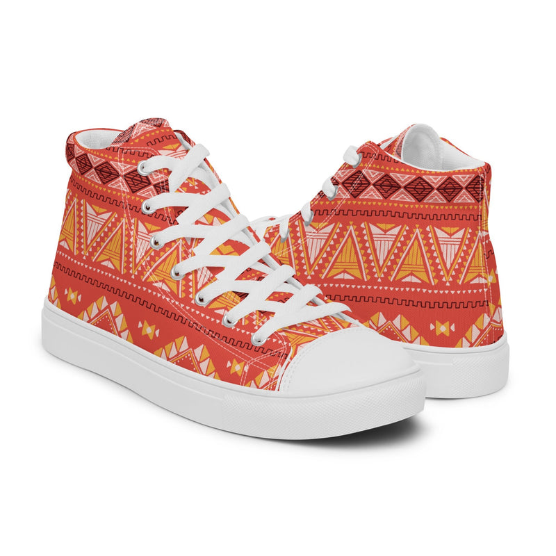 Aztec Red High Top #127 - Top Down View | HA!LO Canvas Sneakers