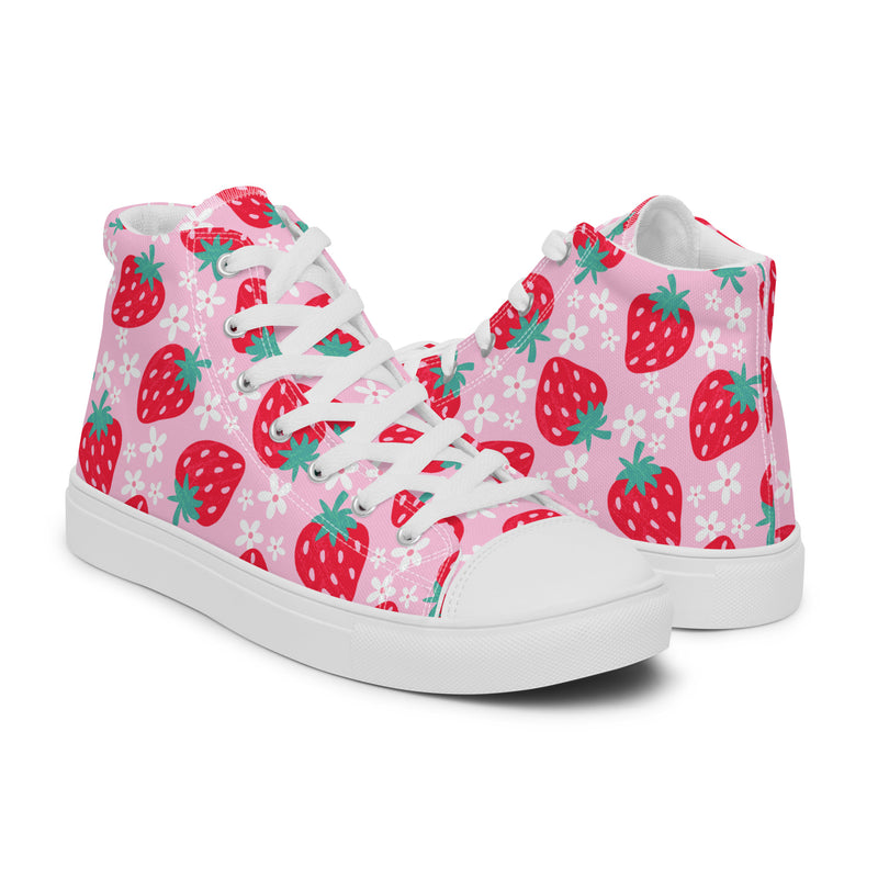 Strawberry High Top #136 - Top Down View | HA!LO Canvas Sneakers