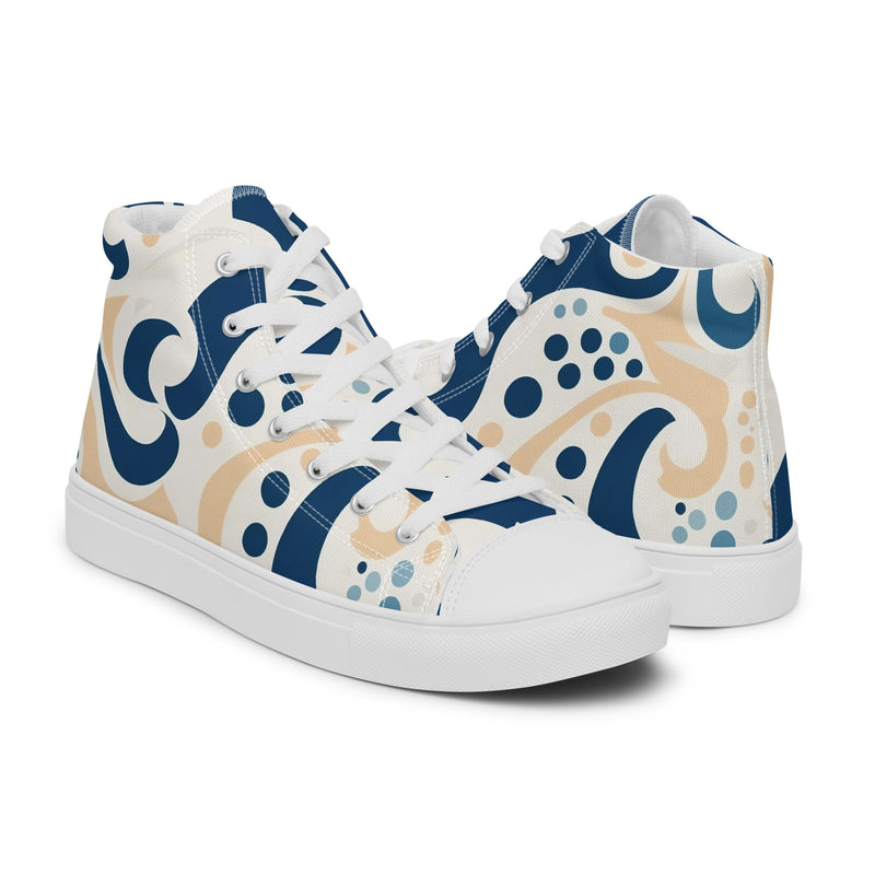 Blue Folk High Top #137 - Top Down View | HA!LO Canvas Sneakers