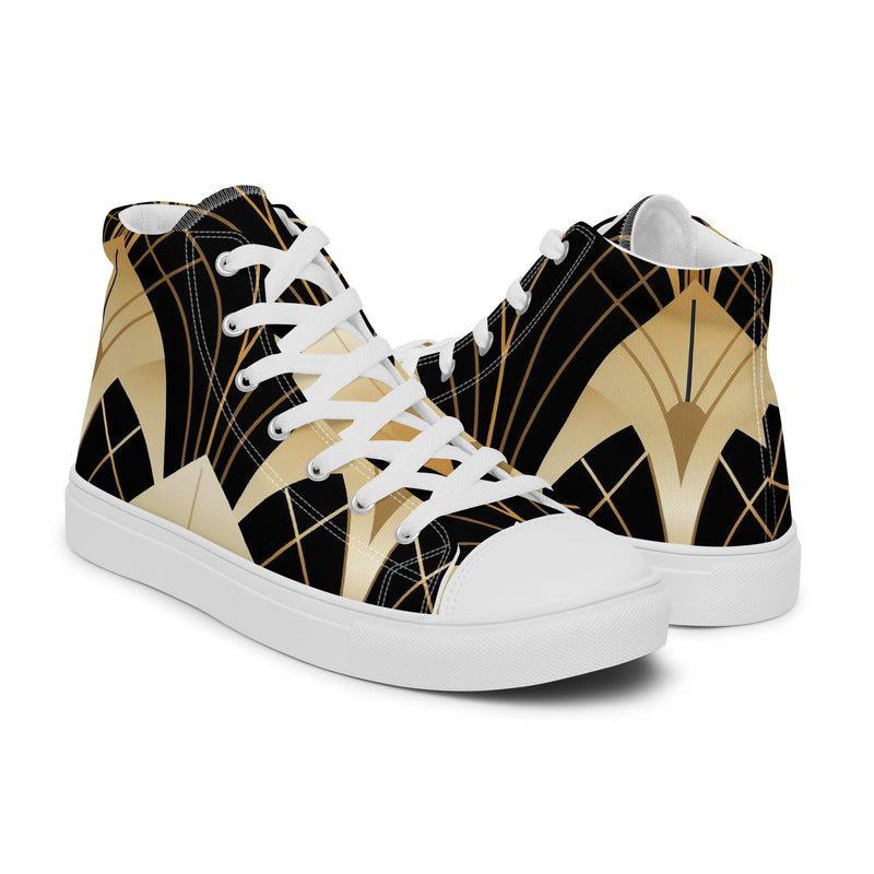 Art Deco Gold High Top #138 - Top Down View | HA!LO Canvas Sneakers