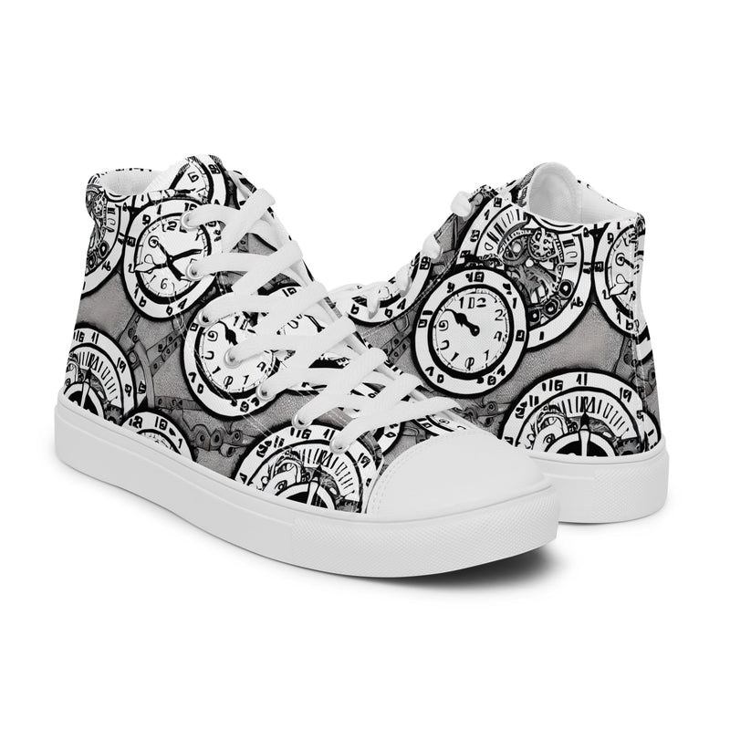 Steampunk Clock High Top #142 - Top Down View | HA!LO Canvas Sneakers