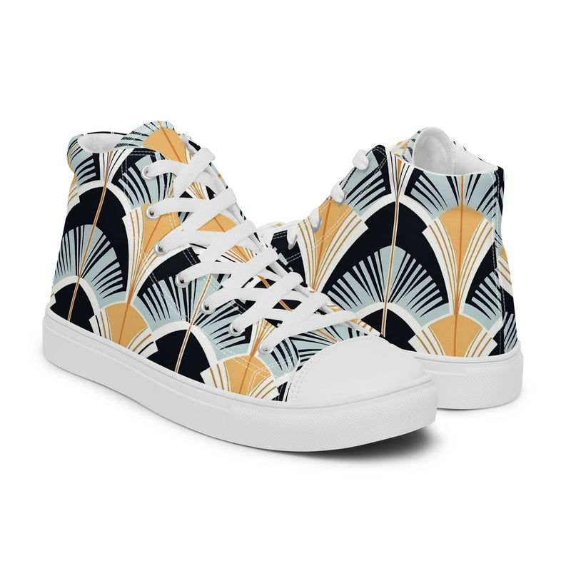 Art Deco Fan High Top #144 - Top Down View | HA!LO Canvas Sneakers