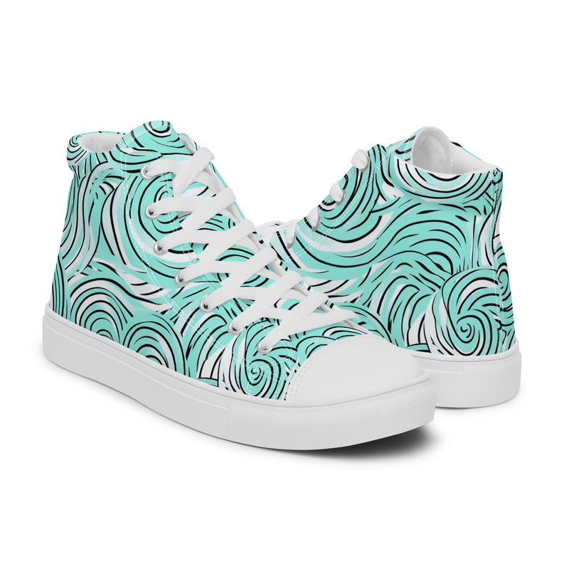 Teal Swirl High Top #145 - Top Down View | HA!LO Canvas Sneakers