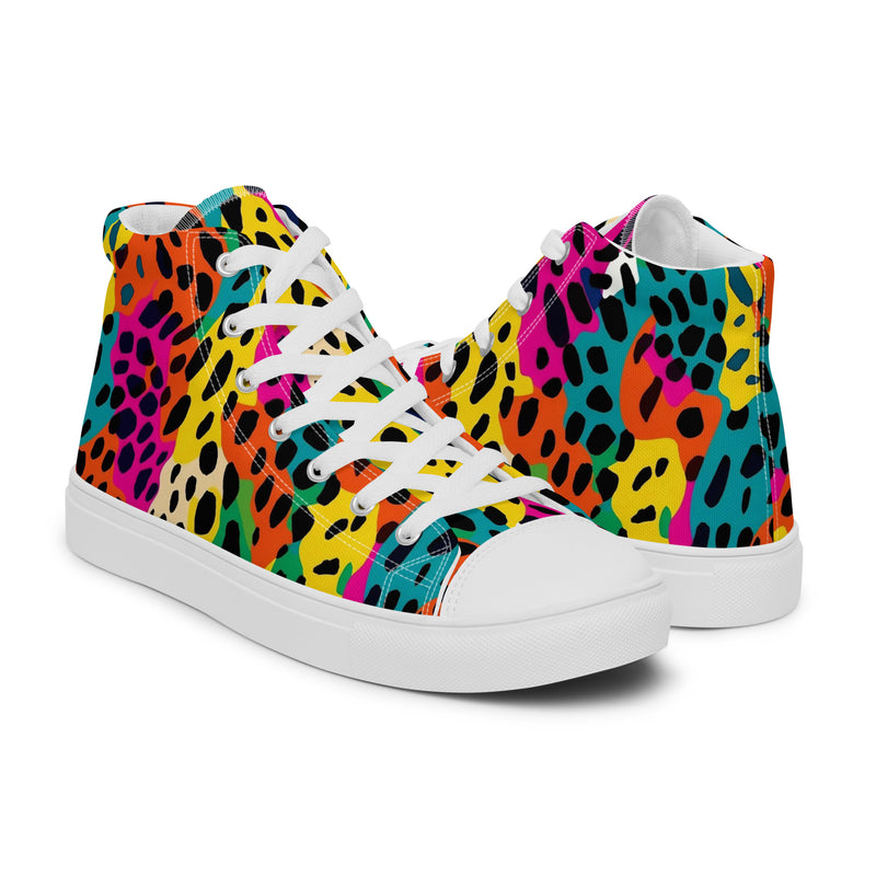 Rainbow Leopard High Top #147 - Top Down View | HA!LO Canvas Sneakers