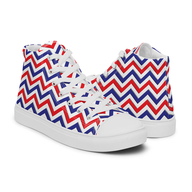 Patriotic Chevron High Top #156 - Top Down View | HA!LO Canvas Sneakers