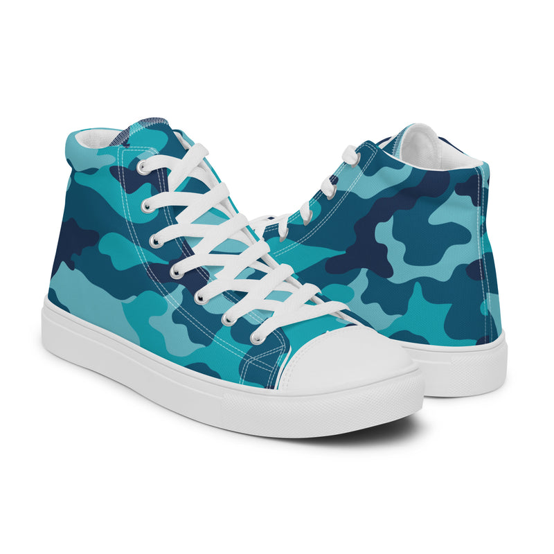 Blue Camo High Top #178 - Top Down View | HA!LO Canvas Sneakers