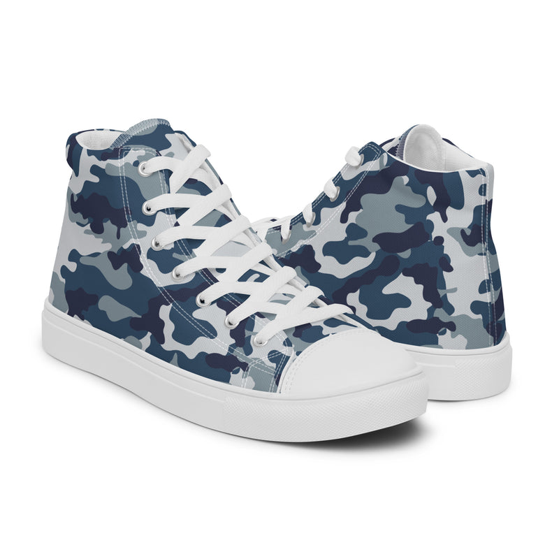 Navy Camo High Top #179 - Top Down View | HA!LO Canvas Sneakers