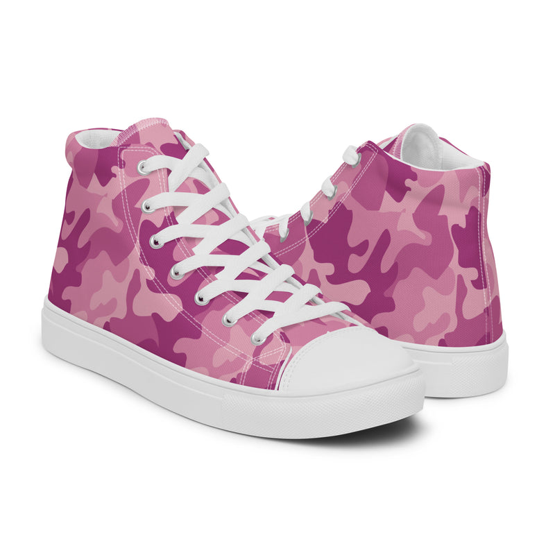 Pink Camo High Top #180 - Top Down View | HA!LO Canvas Sneakers