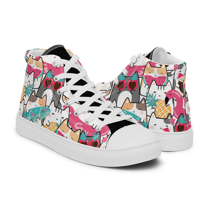 Llama Party High Top #182 - Top Down View | HA!LO Canvas Sneakers
