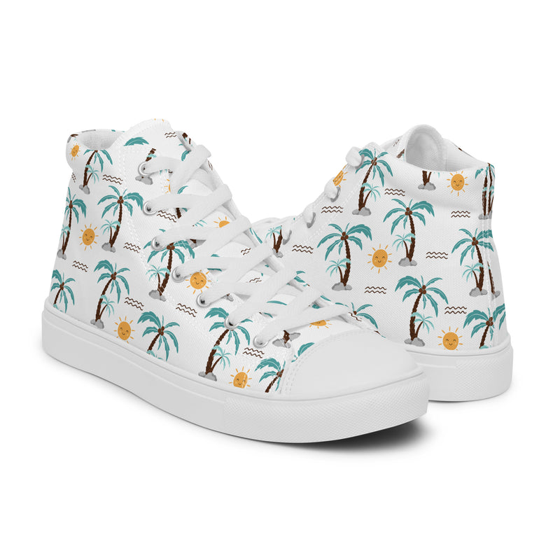 Palm Tree High Top #189 - Top Down View | HA!LO Canvas Sneakers