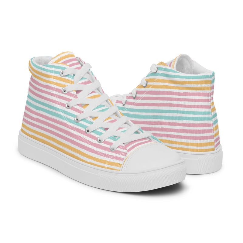 Rainbow Stripe High Top #190 - Top Down View | HA!LO Canvas Sneakers