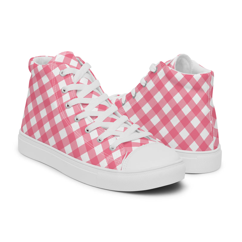 Rose Gingham High Top #194 - Lifestyle Shot | HA!LO Canvas Sneakers