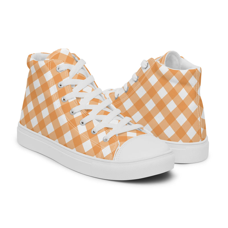 Orange Check High Top #201 - Top Down View | HA!LO Canvas Sneakers