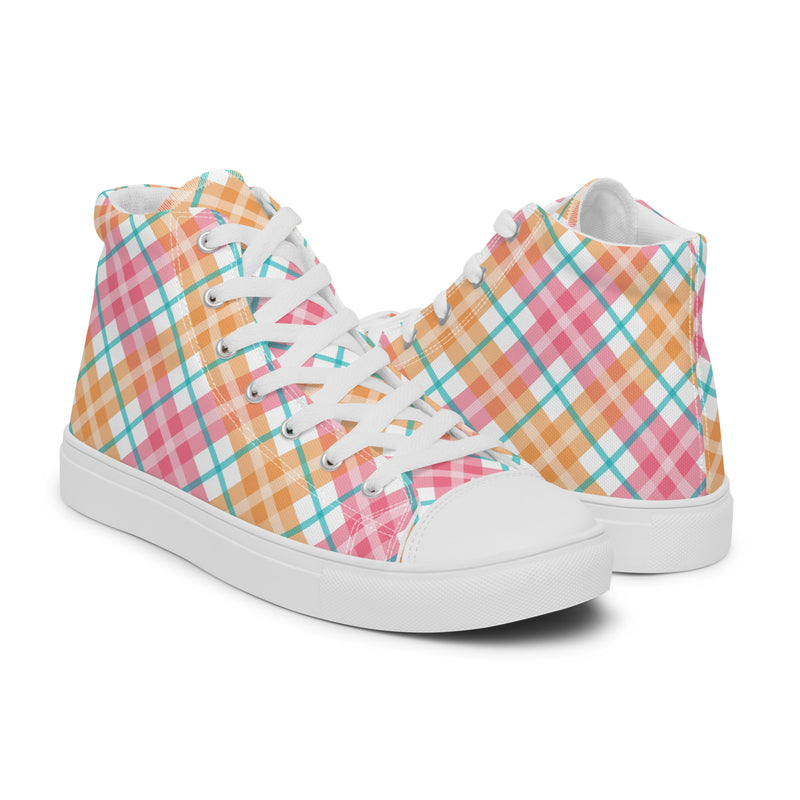 Rainbow Plaid High Top #202 - Top Down View | HA!LO Canvas Sneakers