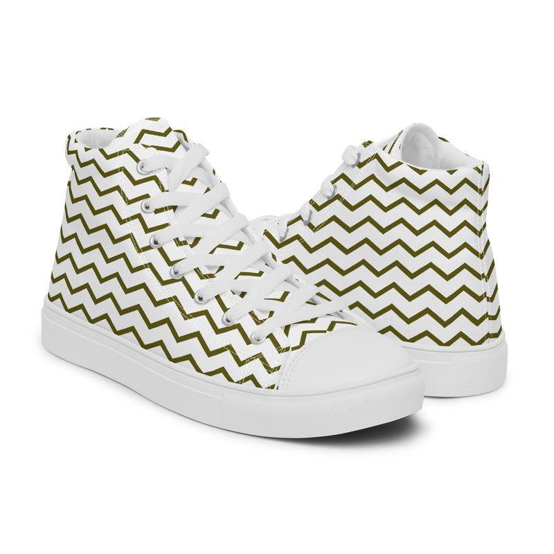 Green Chevron High Top #211 - Top Down View | HA!LO Canvas Sneakers