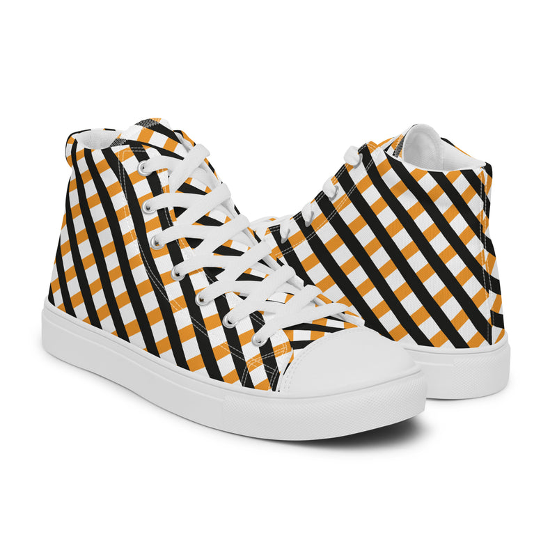 Orange Gingham High Top #217 - Top Down View | HA!LO Canvas Sneakers