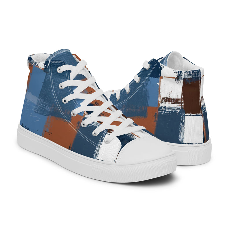 Denim Plaid High Top #228 - Top Down View | HA!LO Canvas Sneakers