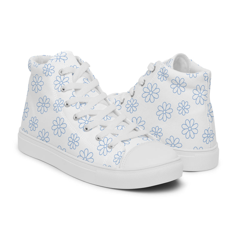 White Daisy High Top #235 - Top Down View | HA!LO Canvas Sneakers