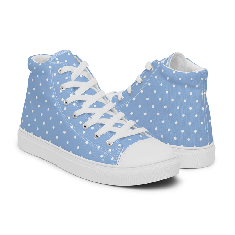 Blue Polka Dot High Top #239 - Top Down View | HA!LO Canvas Sneakers