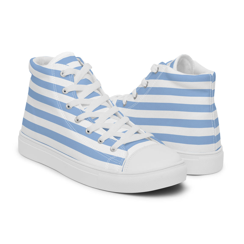 Blue Stripe High Top #242 - Top Down View | HA!LO Canvas Sneakers