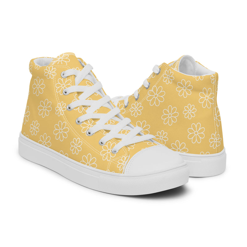 Yellow Daisy High Top #243 - Top Down View | HA!LO Canvas Sneakers