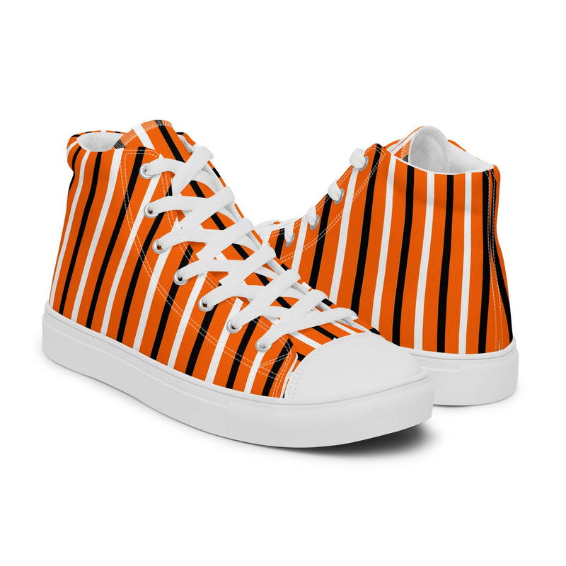 Orange Heart Stripe High Top #245 - Top Down View | HA!LO Canvas Sneakers