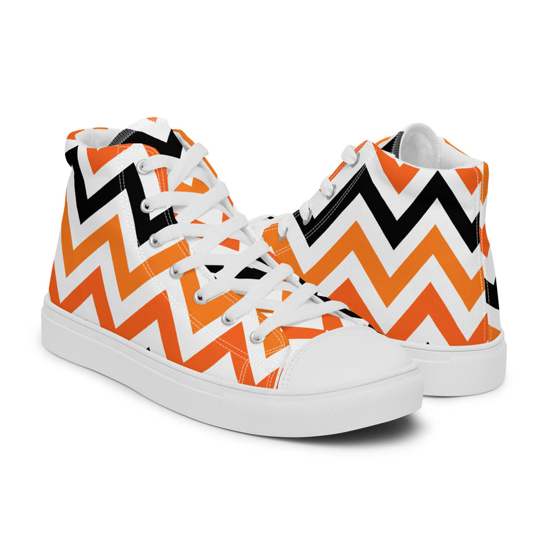 Orange Chevron High Top #252 - Top Down View | HA!LO Canvas Sneakers