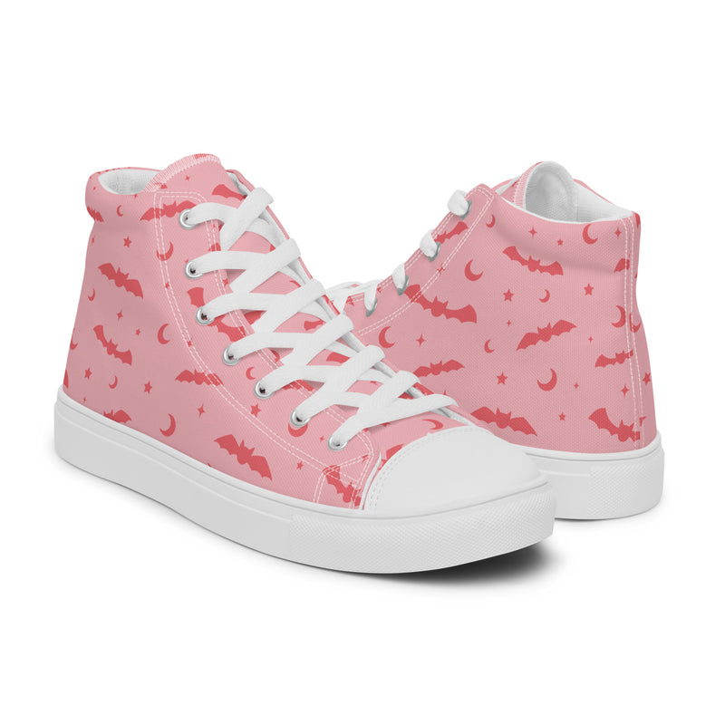 Pink Bat High Top #254 - Top Down View | HA!LO Canvas Sneakers