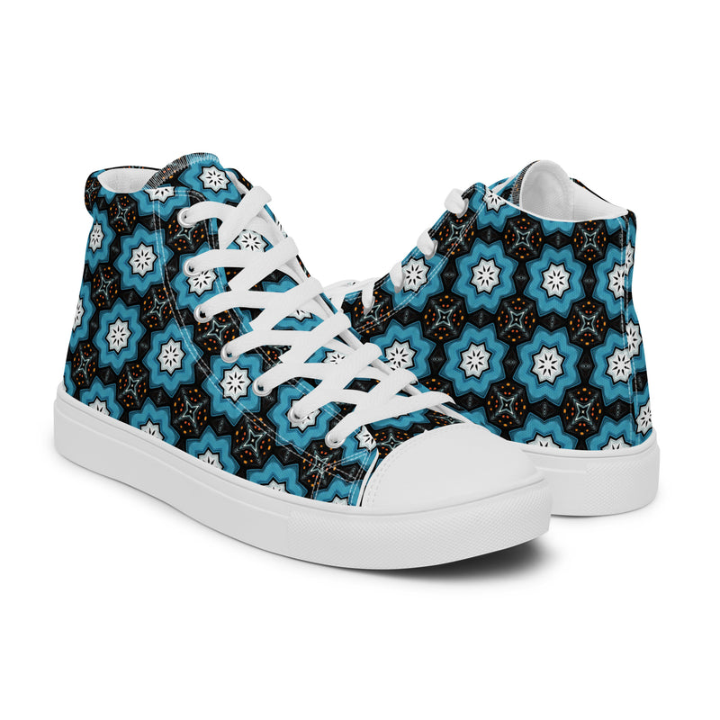 Teal Mandala High Top #293 - Top Down View | HA!LO Canvas Sneakers