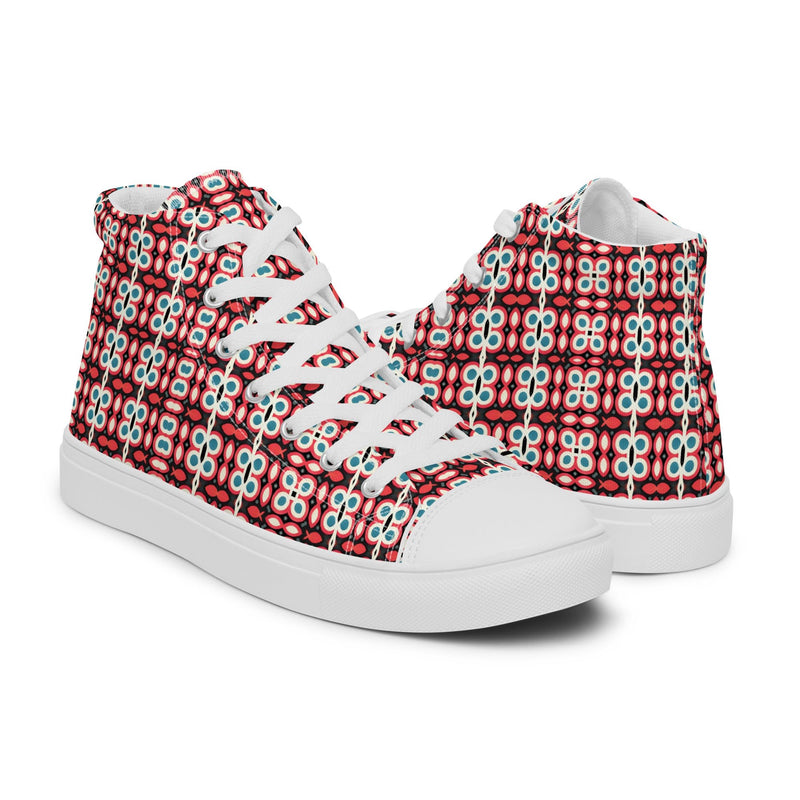 Red Mosaic High Top #292 - Top Down View | HA!LO Canvas Sneakers